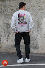 Isoliertes Herren-Sweatshirt aus Fleece in Übergröße mit Gefühlsaufdruck Grau Without 8055712 Foto №2