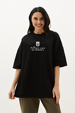 Бавовняна футболка оверсайз чорного кольору з патріотичним принтом Garne 9000713 фото №1