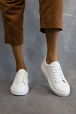 White women's sneakers made of genuine leather for every day  8018714 photo №2