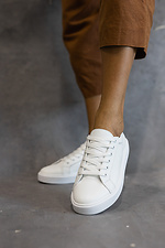 White women's sneakers made of genuine leather for every day  8018714 photo №3