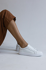 White women's sneakers made of genuine leather for every day  8018714 photo №4