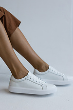 White women's sneakers made of genuine leather for every day  8018714 photo №5