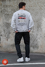 Herren Sweatshirt aus Fleece in Übergröße mit Ferrari Aufdruck Grau Without 8055714 Foto №2