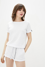 Бавовняна футболка PEGGY білого кольору з необробленими краями Garne 3036716 фото №1