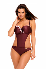 One-piece purple swimsuit with flowers on the chest Marko 4023716 photo №2