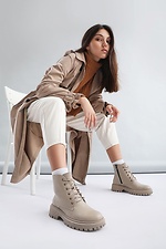 Women's autumn ankle boots made of genuine leather in beige color  4205716 photo №1