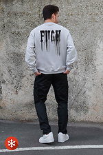 Herren Sweatshirt aus Fleece in Übergröße mit Fight Aufdruck Grau Without 8055716 Foto №2