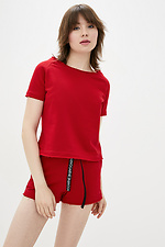 Бавовняна футболка PEGGY червоного кольору з необробленими краями Garne 3036717 фото №1