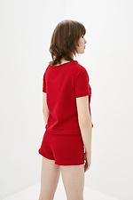 Rotes PEGGY-Baumwoll-T-Shirt mit ungesäumten Kanten Garne 3036717 Foto №3