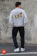 Men's Insulated Oversized Fleece Sweatshirt with Fire Gray Print Without 8055718 photo №2