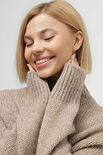 Gestrickter Damenpullover dunkelbeige Sewel 4038719 Foto №4