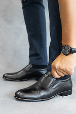 Черные классические туфли мужские из натуральной кожи 8018719 фото №3