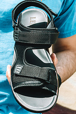 Мужские открытые сандалии в спортивном стиле черного цвета Las Espadrillas 4101720 фото №7