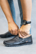 Black leather loafers for men  8018720 photo №4