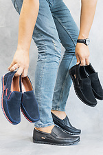 Blue suede loafers for men  8018722 photo №2