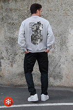 Men's Insulated Oversized Fleece Sweatshirt With Greek Gray Print Without 8055722 photo №2