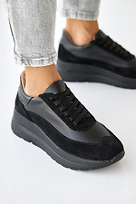 Весняні жіночі кросівки із натуральної шкіри чорного кольору  8019724 фото №2