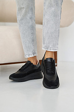 Spring women's sneakers made of genuine leather in black  8019724 photo №4