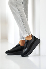 Весенние женские кроссовки из натуральной кожи черного цвета  8019724 фото №9
