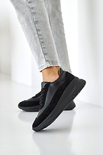 Spring women's sneakers made of genuine leather in black  8019724 photo №10