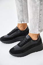 Spring women's sneakers made of genuine leather in black  8019724 photo №14
