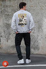 Men's Insulated Oversized Fleece Sweatshirt With Print Hayes Gray Without 8055726 photo №2