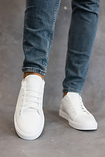 White men's sneakers made of genuine leather for every day  8018728 photo №2