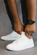 White men's sneakers made of genuine leather for every day  8018728 photo №3
