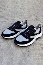 Men's summer textile sneakers in black and gray  8019729 photo №1