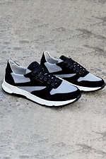 Men's summer textile sneakers in black and gray  8019729 photo №2