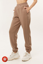 Insulated sweatpants with fleece in beige color with cuffs Garne 3039730 photo №2
