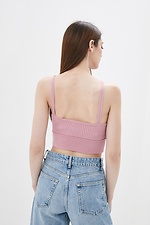 Knitted pink ribbed bralette top with thin straps  4037732 photo №2