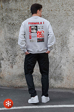 Herren Sweatshirt aus Fleece in Übergröße mit Aufdruck Lauda Grau Without 8055732 Foto №2