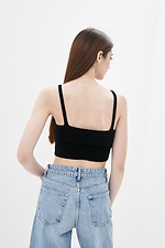 Knitted black ribbed bralette top with thin straps  4037733 photo №2
