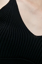 Dzianinowy czarny biustonosz typu bralette z cienkimi ramiączkami  4037733 zdjęcie №3