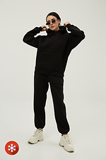 Black fleece padded sweatpants with cuffs Garne 3039734 photo №5