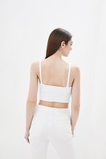 Knitted white ribbed bralette top with thin straps  4037734 photo №2