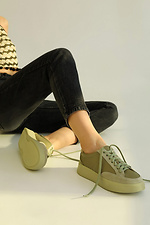 Halbsaison-Sneaker für Damen aus echtem Leder auf der Plattform  4205734 Foto №6