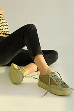 Halbsaison-Sneaker für Damen aus echtem Leder auf der Plattform 4205734 Foto №6