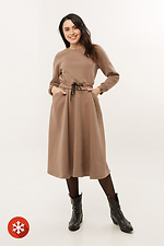 Теплое трикотажное платье KLASNE2 на флисе с широкой юбкой и карманами Garne 3039735 фото №1