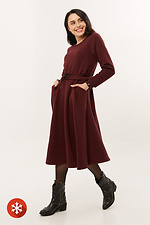 Теплое трикотажное платье KLASNE2 на флисе с широкой юбкой и карманами Garne 3039736 фото №2