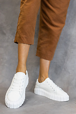 White women's sneakers made of genuine leather for every day  8018737 photo №2