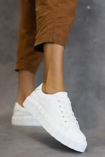 White women's sneakers made of genuine leather for every day  8018737 photo №3