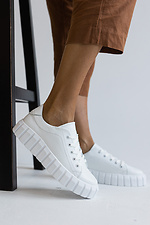 White women's sneakers made of genuine leather for every day  8018737 photo №5