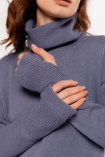 Knitted women's dress with a cowl collar and a decorative slit at the front  4038740 photo №4