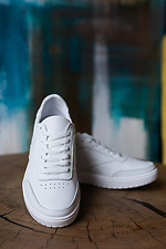 Children's white sneakers made of genuine leather  8018740 photo №3