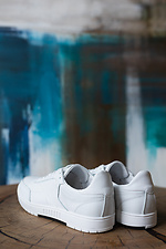Children's white sneakers made of genuine leather  8018740 photo №4