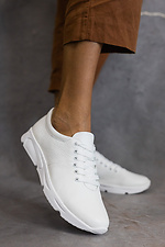 Кожаные кроссовки для города в белом цвете 8018741 фото №1
