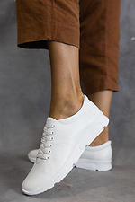 Кожаные кроссовки для города в белом цвете 8018741 фото №3