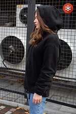 Oversized warm fleece hoodie in black Without 8042741 photo №2
